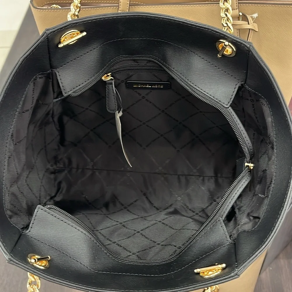 Michael Kors MICHAEL KORS Jet Set Lg Saffiano Leather Shoulder Tote Black NWT
